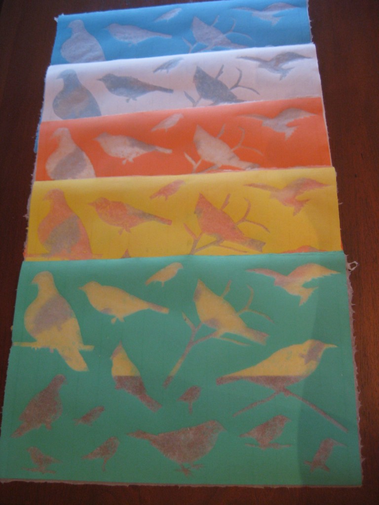 Stenciled bird paper