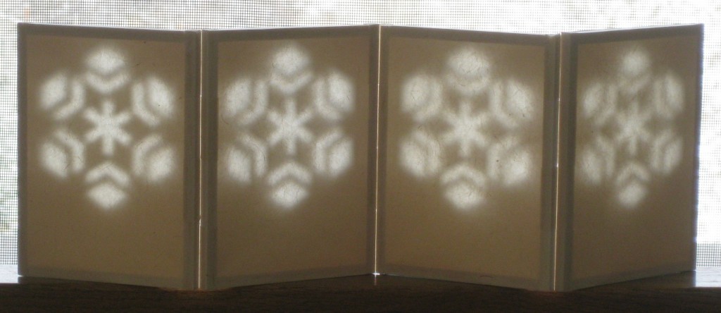 prototype for snowflake shadow lantern, by Helen Hiebert