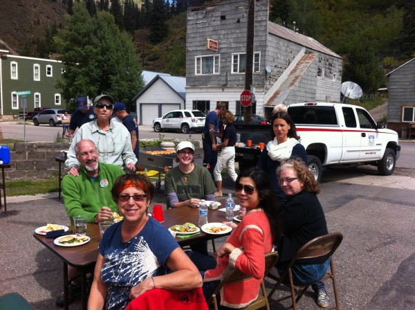 Here's about half of our group at the town picnic on Saturday at lunchtime. 