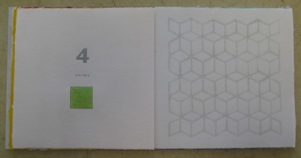 #4, the square: letterpress printing, hand coloring and watermark.