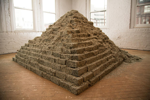 Evergreen,' a zigguratlike structure in the center of one of the galleries, is made from 1.5 million decommissioned dollars. (Sarah Wockenfuss / April 3, 2015) - See more at: http://www.citypaper.com/arts/visualart/bcpnews-cash-rules-jason-hughes-terms-conditions-makes-money-into-art-20150407,0,6514060.story#sthash.lk0epMB6.dpuf