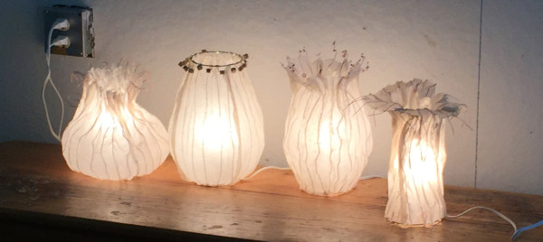 Student lamps made at a workshop at Oregon College of Art & Craft this past summer