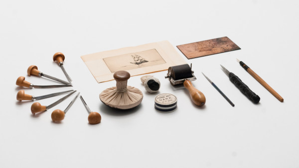 Selection of Dard Hunter’s engraving and printing tools, early 20th century