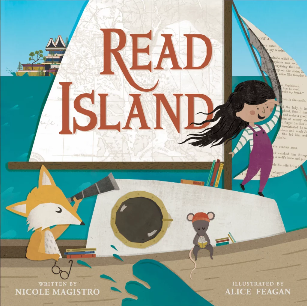 Join a very brave girl and her furry friends on an adventure to Read Island! Through the power of imagination and the pleasure of reading, this curious trio set sail for a magical island made of books. On their way they discover a joyful collection of animals converging by sea and land, just in time for an unforgettable story hour.